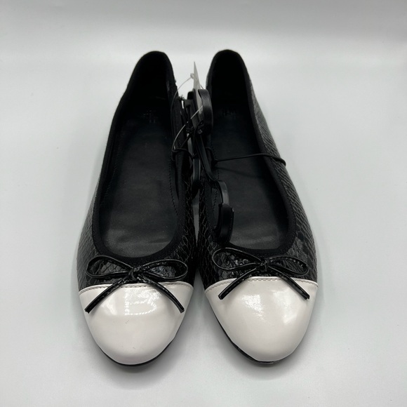 H&M Sz 39/US 8 White Black Faux Snakeskin Ballet Flats NWT - Picture 3 of 11